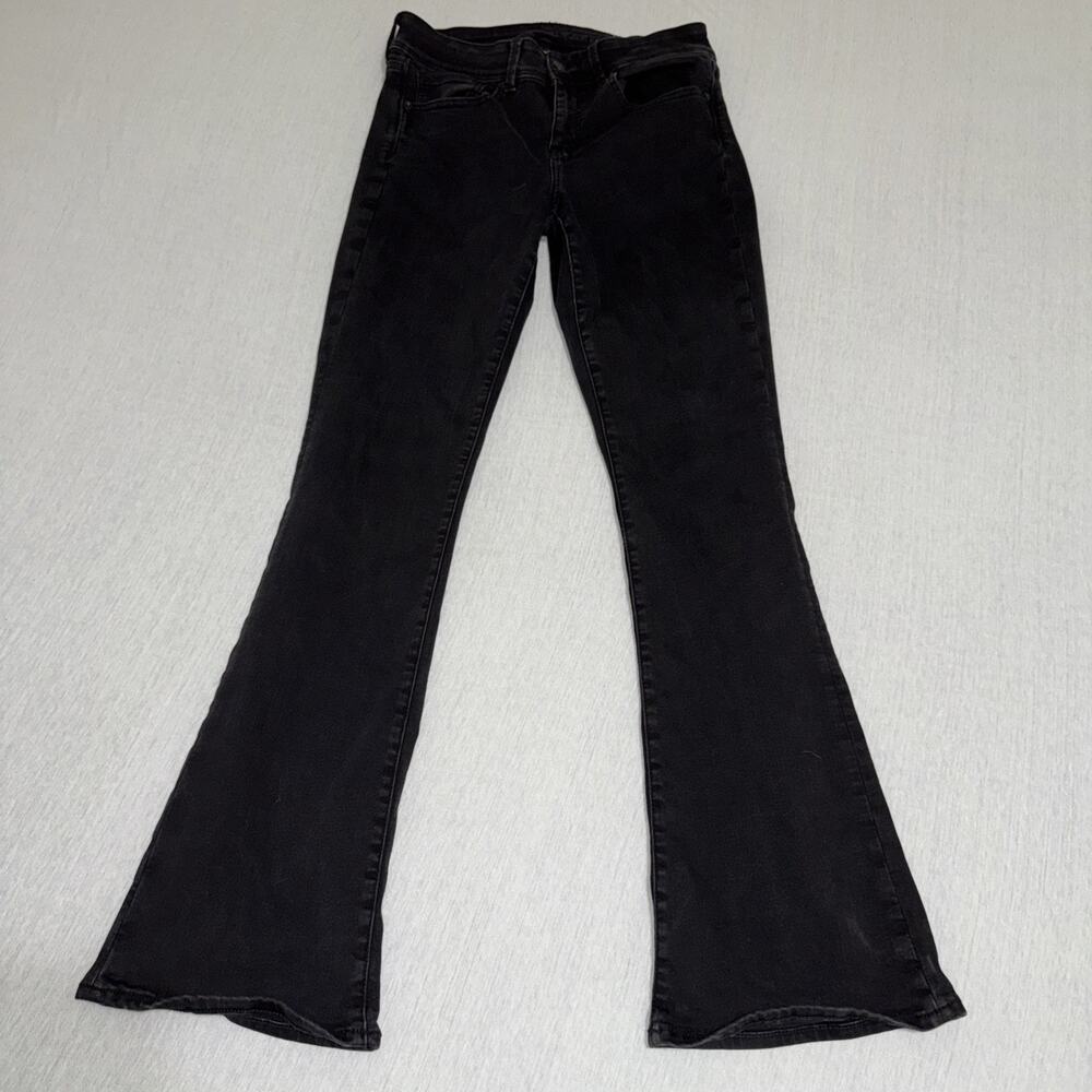American Eagle black stretchy 10L Long kick boot flare jeans EUC